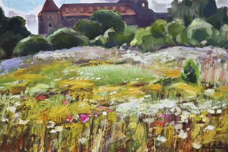 Photo: Juris Ģērmanis. A view of Bauska Castle. Art plein air Bauska, 2011.